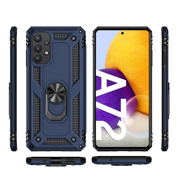 Páncélozott telefontok a Samsung Galaxy A72 5G, Nox Case Ring, kék