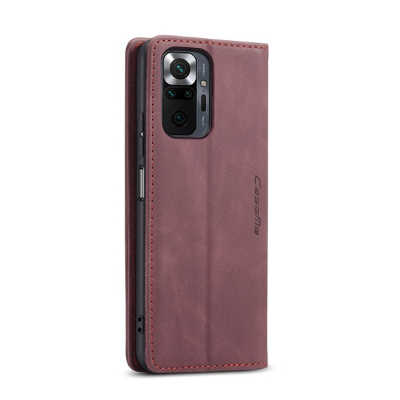 CASEME tok Xiaomi Redmi Note 10 Pro, Leather Wallet Case, piros