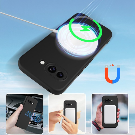 Telefontok a Google Pixel 9A, Silicone MagSafe, fekete