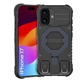 Tok iPhone 17 készülékhez, MagSafe, páncélozott, állvánnyal, fekete