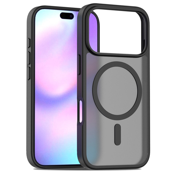 Matt tok iPhone 17 Pro készülékhez, MagSafe-hoz, áttetsző fekete
