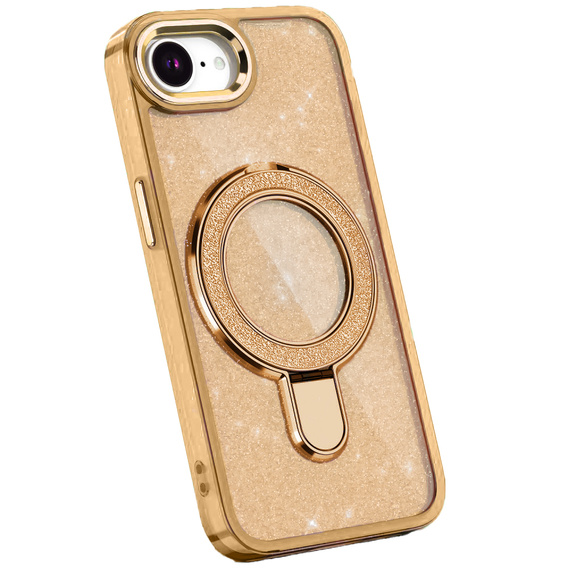 Az iPhone 16e tok, Glittery Magnetic Kickstand, rózsaszín rose gold
