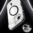 Tok iPhone Air készülékhez, MagSafe, állvánnyal, átlátszó, fekete betétekkel
