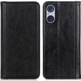 Telefontok a Sony Xperia 5 V, Wallet Litchi Leather, fekete