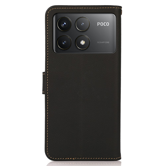 KHAZNEH RFID tok Xiaomi Poco F6 Pro, Litchi textúra, fekete