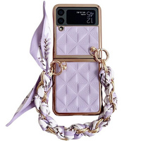 Tok Samsung Galaxy Z Flip3 5G, Grid Leather, lila