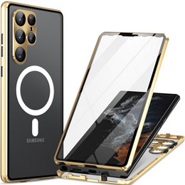 Magnetic Dual Glass MagSafe tok Samsung Galaxy S24 Ultra, arany