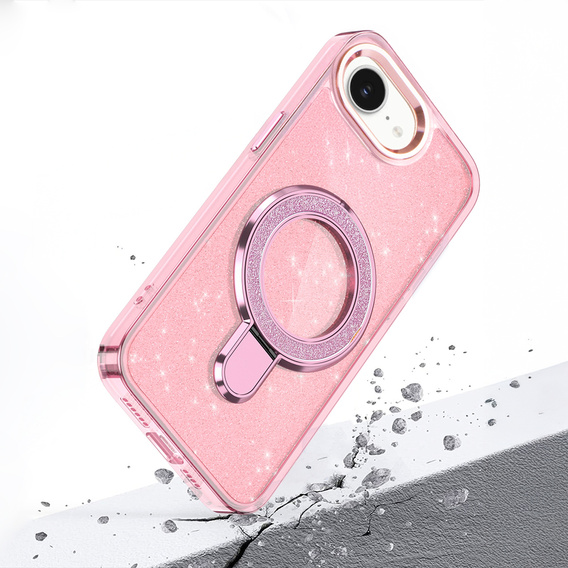 Az iPhone 16e tok, Glittery Magnetic Kickstand, rózsaszín