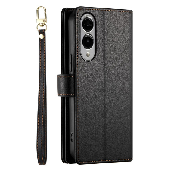 Pattintható tok a Samsung Galaxy S25 Edge, Wallet Zipper Pocket, fekete