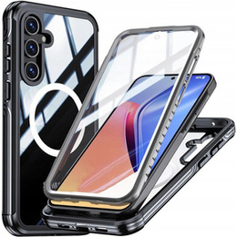 Tok Samsung Galaxy A55 5G-hoz, Shockproof, üveggel, MagSafe-hoz, fekete