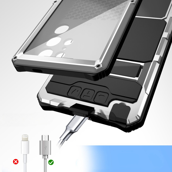 Páncélozott tok a Samsung Galaxy S25 Ultra, R-JUST, ezüst