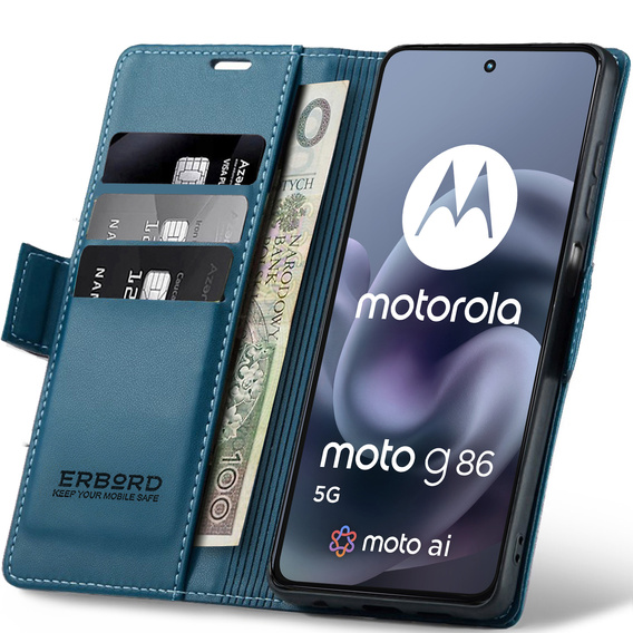 ERBORD Fényes Litchi pénztárca Motorola Moto Moto G86 5G / G86 Power 5G számára