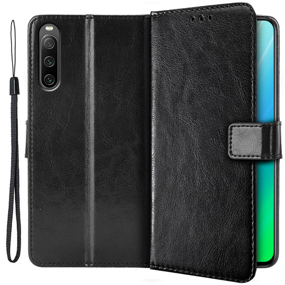 Pattintható tok a Sony Xperia 10 IV, Wallet, fekete