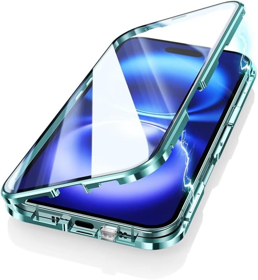 Magnetic Dual Glass MagSafe tok iPhone 16, zöld