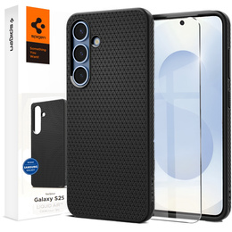 A Spigen tok Samsung Galaxy S25+ Plus, Liquid Air, fekete + 9H edzett üveghez