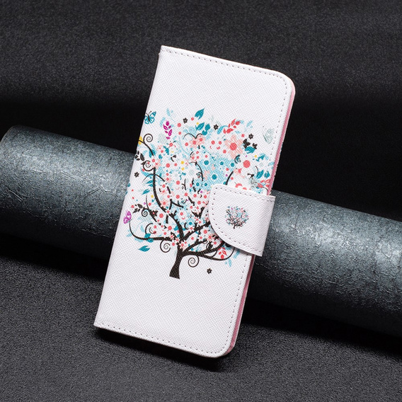 Pattintható tok a Xiaomi Redmi Note 12 4G, Wallet, colorful tree , fehér