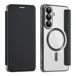 RFID pénztárca MagSafe flip tok kameravédelemmel Samsung Galaxy S26 Plus készülékhez, fekete