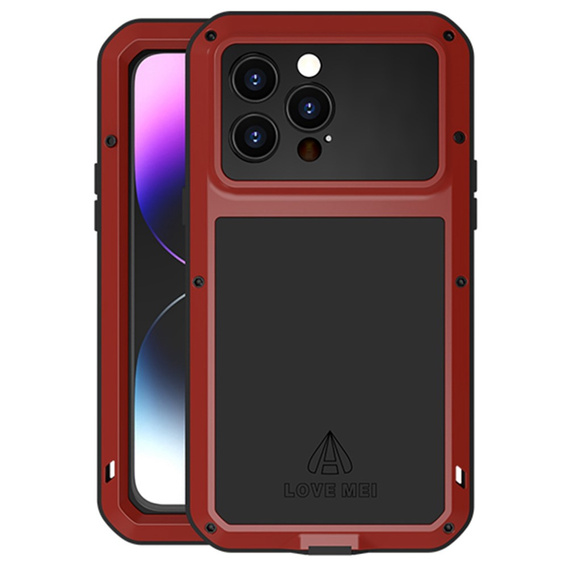 Love Mei Telefontok a iPhone 14 Pro Max, armored with glass, piros