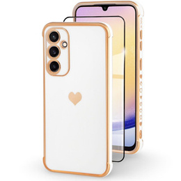 tok Samsung Galaxy A25 5G, Electro heart, fehér + Full Glue Kerámiaüveg