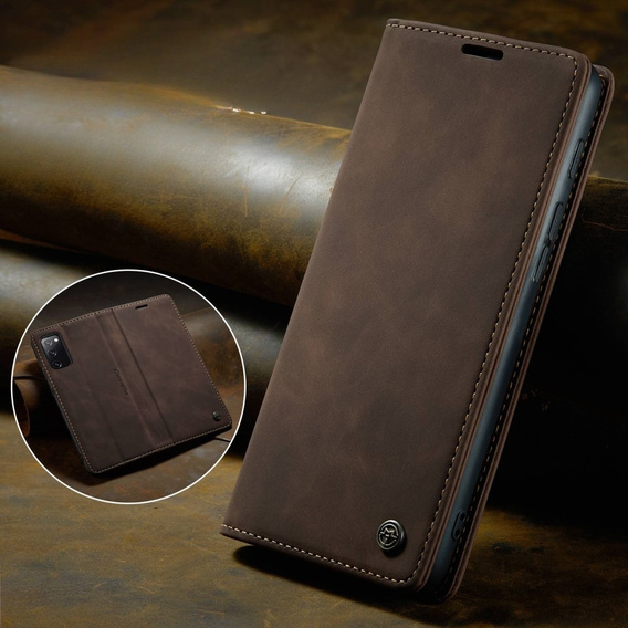 CASEME tok Samsung Galaxy S20 FE, Leather Wallet Case, barna