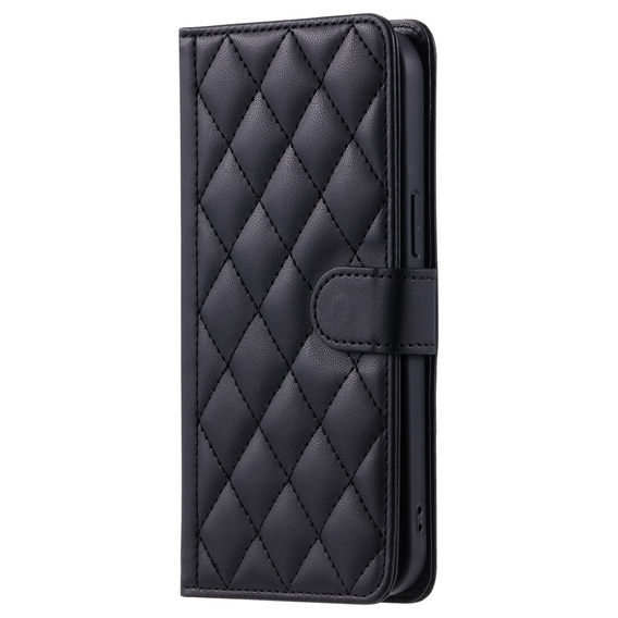 Flap tok Samsung Galaxy S24 FE, Rhombus Crossbody Leather, fekete