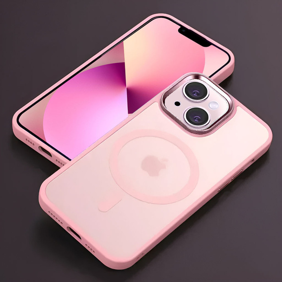 Tok iPhone 13-hoz, MagSafe, ERBORD Matt Case, rózsaszín + képernyőüveg
