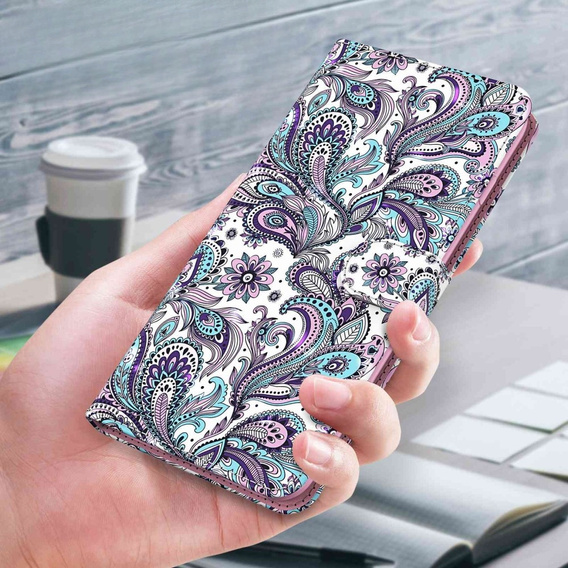 Pattintható tok a Samsung Galaxy A14 4G/5G, Wallet, lila