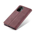 CASEME tok Xiaomi Redmi Note 10 / 10S, Leather Wallet Case, bordó