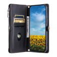 Pattintható tok a Xiaomi Redmi 14C / Xiaomi Poco C75, Wallet Zipper Pocket, fekete