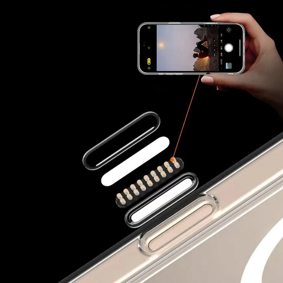 ERBORD MagSafe tok iPhone 16 Pro-hoz, aktív gomb, átlátszó + üveg a képernyőhöz