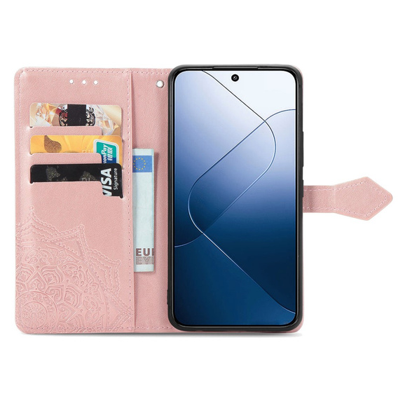 Pattintható tok a Xiaomi 14T Pro, Mandala, rózsaszín rose gold