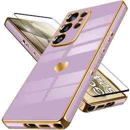 tok Samsung Galaxy S24 Ultra, Electro heart, lila + Full Glue Kerámiaüveg