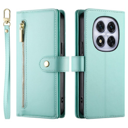 Pattintható tok a Xiaomi Redmi Note 14 Pro 5G / Poco X7 5G, Wallet Zipper Pocket, zöld