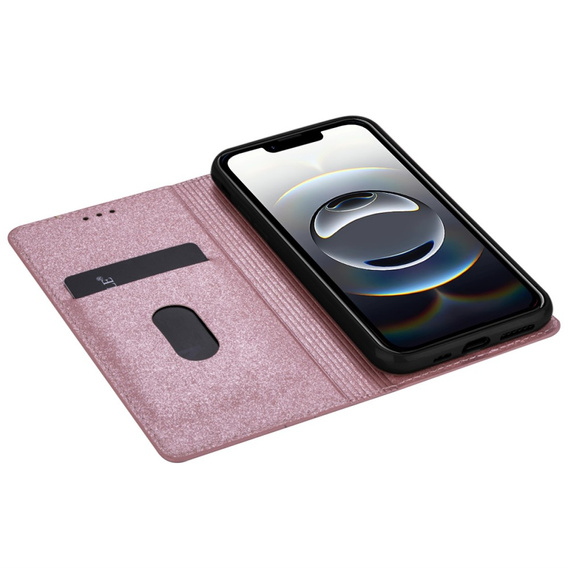 A flip tok iPhone 16E, Card Slot Glittery, rózsaszín