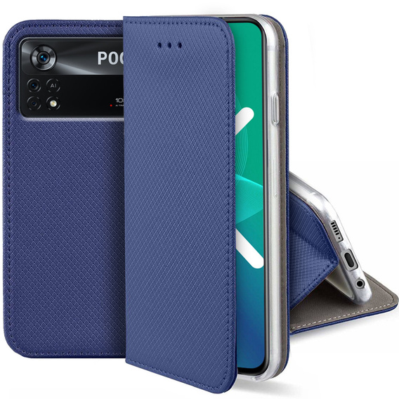 Pattintható tok a Xiaomi Poco X4 Pro 5G, Wallet Smart Magnet, kék