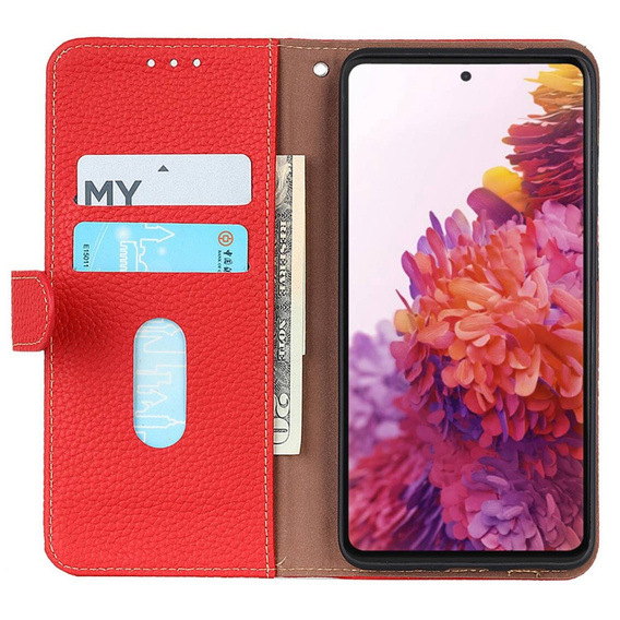 KHAZNEH RFID tok OnePlus 12R, Litchi textúra, piros