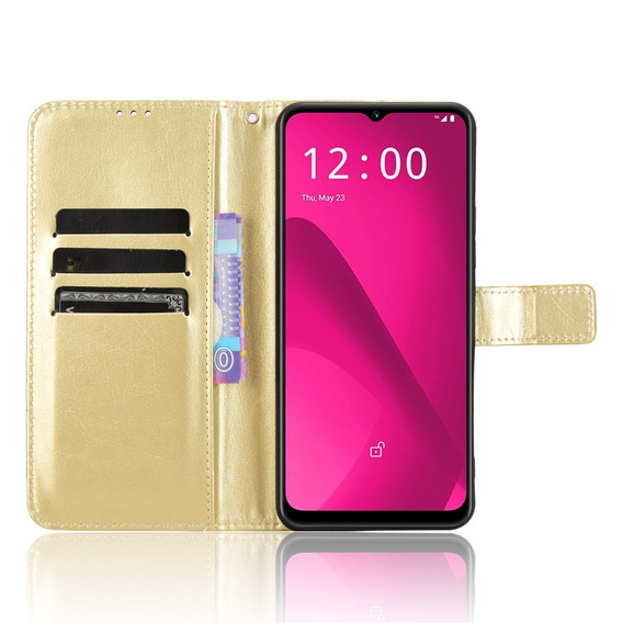 Pattintható tok a T Phone 2 5G, Crazy Horse Wallet, arany