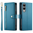 Pattintható tok a Samsung Galaxy S25 Edge, Wallet Zipper Pocket, kék