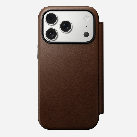 Nomad tok iPhone 17 Pro-hoz, Modern bőr fóliatok, barna