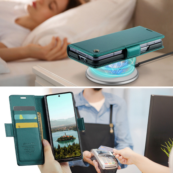 CASEME Litchi pénztárca flip tok Samsung Galaxy Z Fold7 5G számára