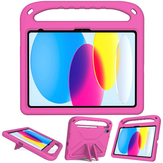Gyermek tok iPad 11" 2025 A16 (11 gen.) / iPad 10.9" 2022 (10 gen.), fogantyúval, rózsaszín