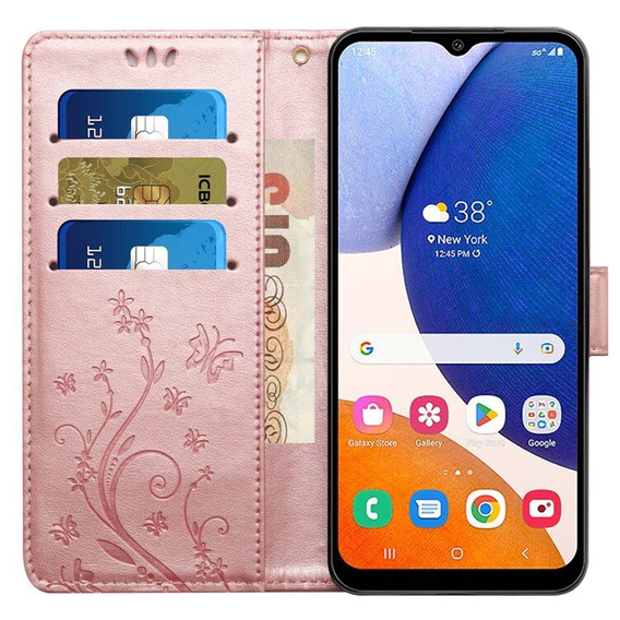 Pattintható tok a Samsung Galaxy A55 5G, Wallet, Butterfly, lila
