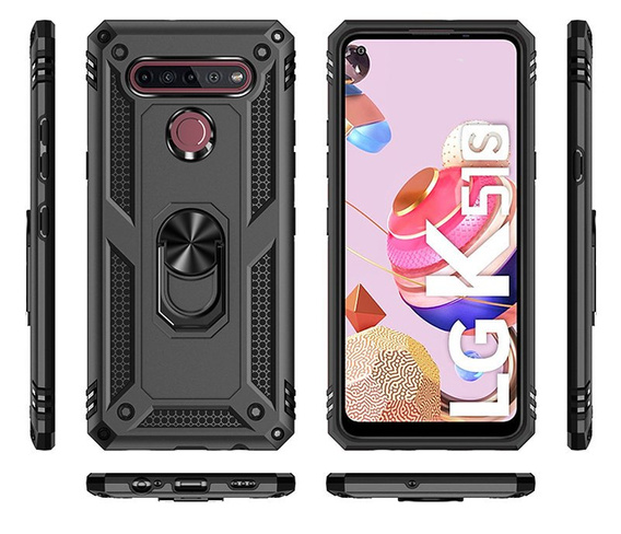 Páncélozott telefontok a LG K51S, Nox Case Ring, fekete