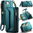 Tok CASEME iPhone16e, RFID Leather Wallet, vállpánttal, zöld