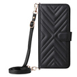 Tok patenttal a Samsung Galaxy S25 Edge-hez, Crossbody Leather Wallet, fekete
