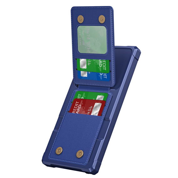 Tok Samsung Galaxy S25 Ultra, Card Holder Kickstand, sötétkék