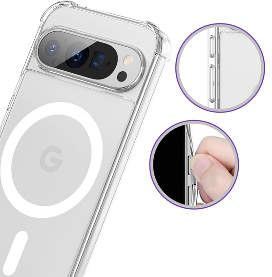 Telefontok a Google Pixel 9 / 9 Pro, Dropproof MagSafe, átlátszó