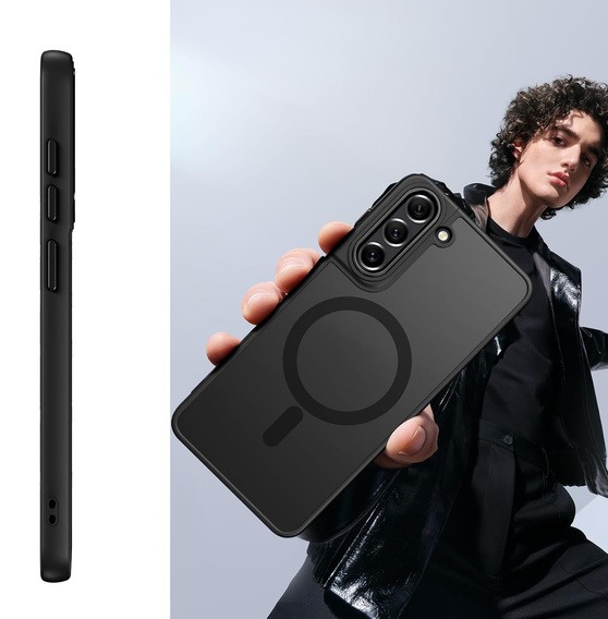 Tok Samsung Galaxy S21 FE-hoz, MagSafe, ERBORD Matt Case, fekete + képernyőüveg