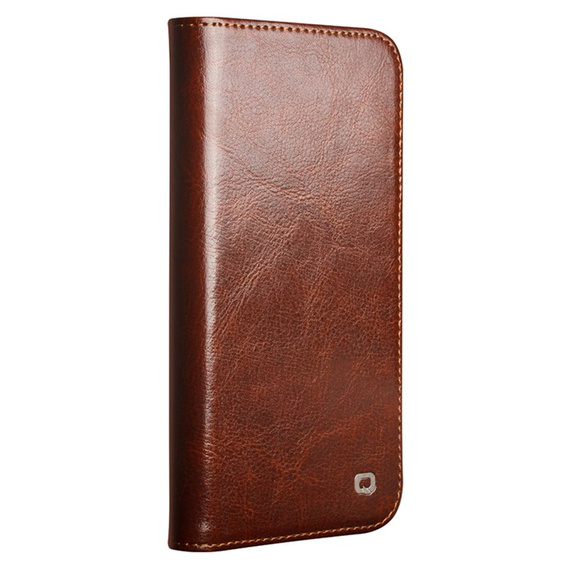 Flip tok Iphone 16E, QIALINO Leather Wallet, barna
