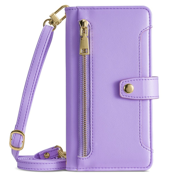 Pattintható tok a Motorola Moto G84 5G, Wallet Zipper Pocket, lila